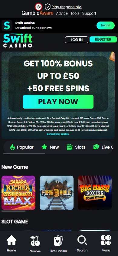Swift Casino Mobile screenshot